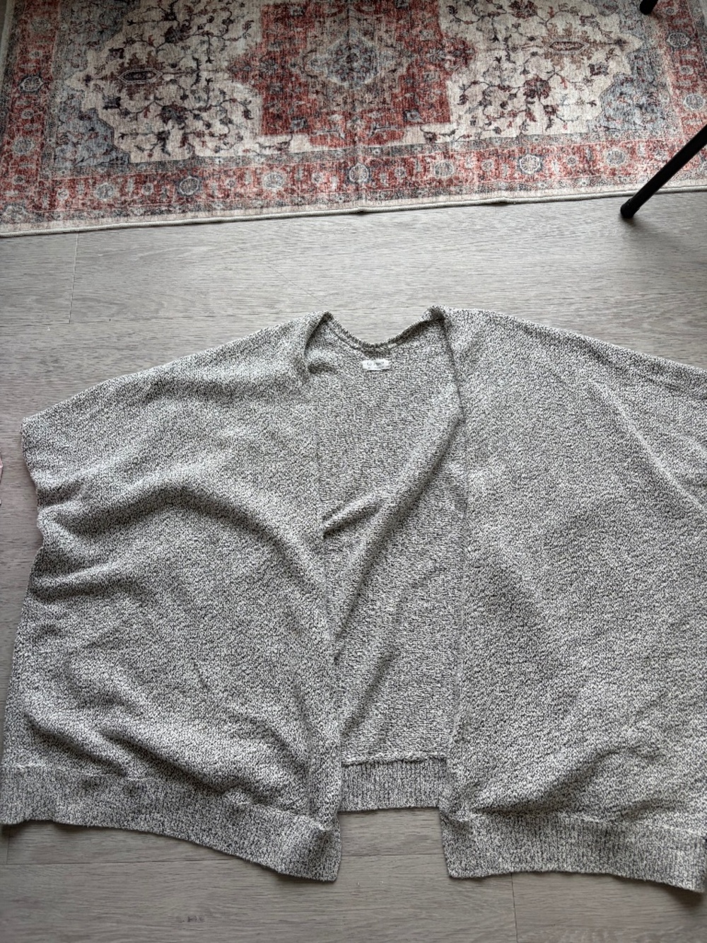 Oversized large grey sleeveless cardigan